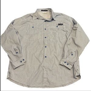 Columbia PFG Super Tamiami Button Down Shirt Men’s Size XL Blue Plaid